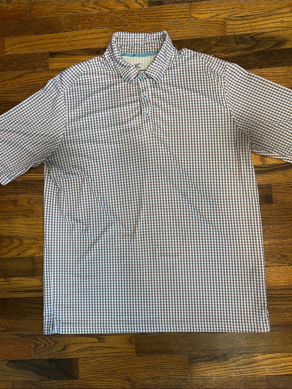 Johnston & Murphy White and Navy Micro-Pattern Polo